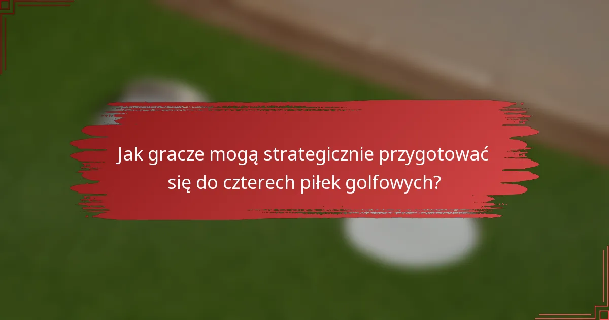 Jak gracze mogą strategicznie przygotować się do czterech piłek golfowych?
