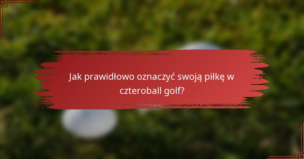 Jak prawidłowo oznaczyć swoją piłkę w czteroball golf?