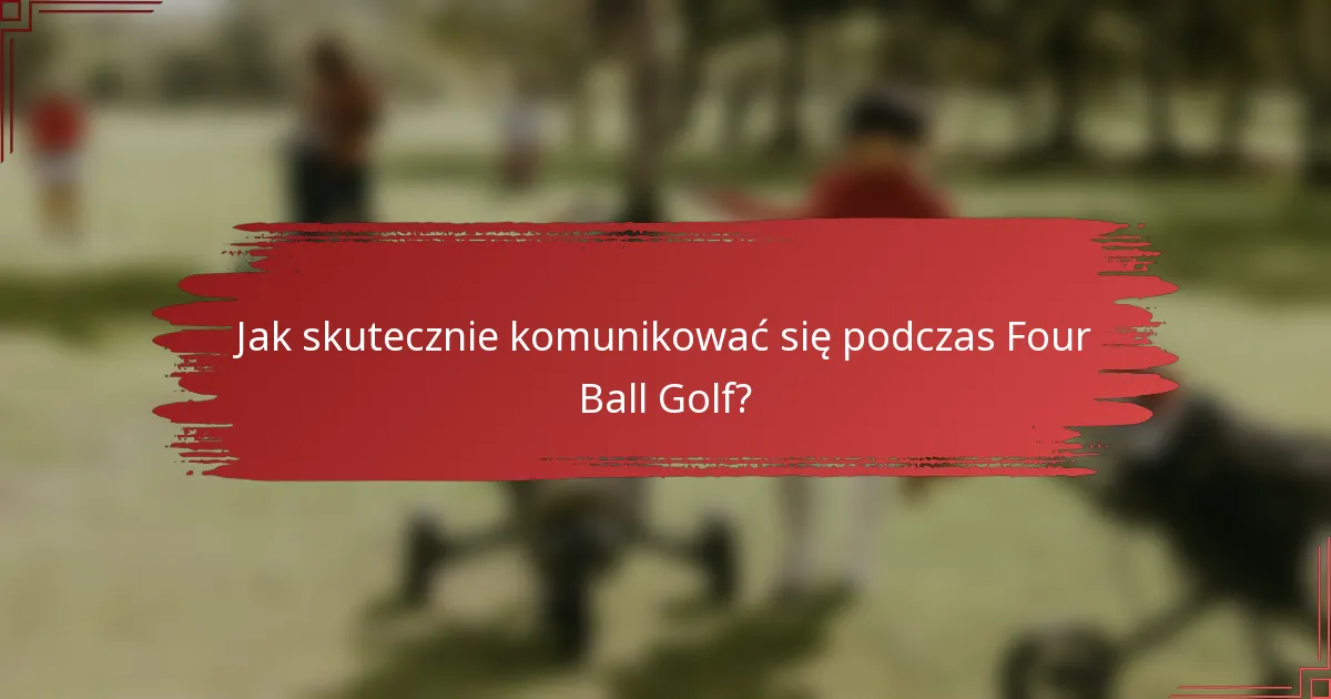 Jak skutecznie komunikować się podczas Four Ball Golf?