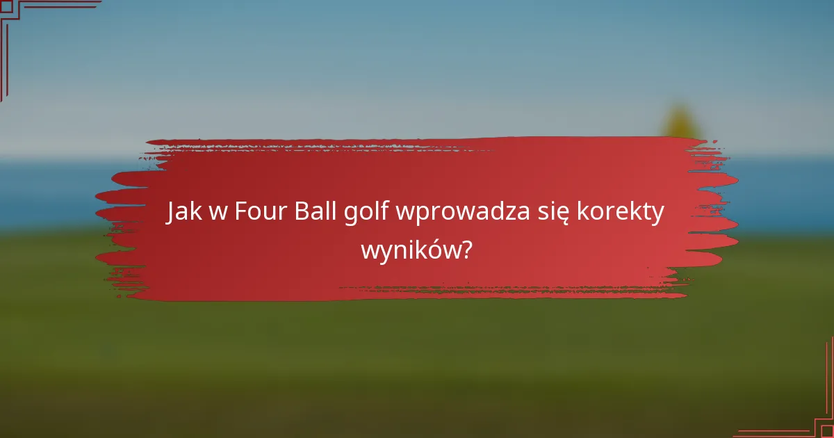 Jak w Four Ball golf wprowadza się korekty wyników?